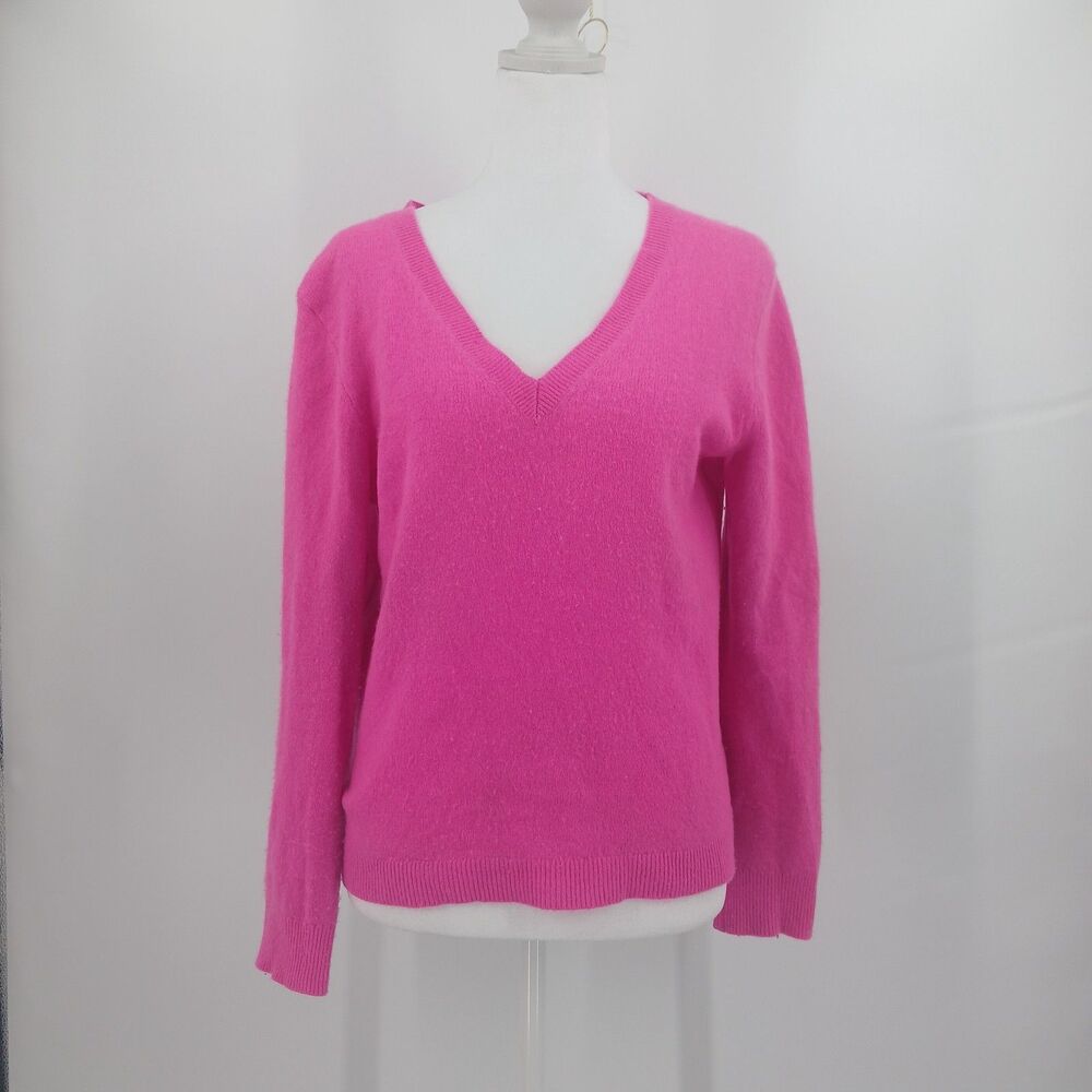 womans nordstrom size small pink barbie v neck pullover sweater 100% cashmere